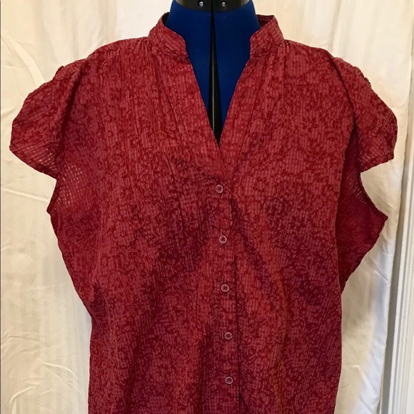 Apt. 9 Red Button Down Blouse - Picture 1 of 4
